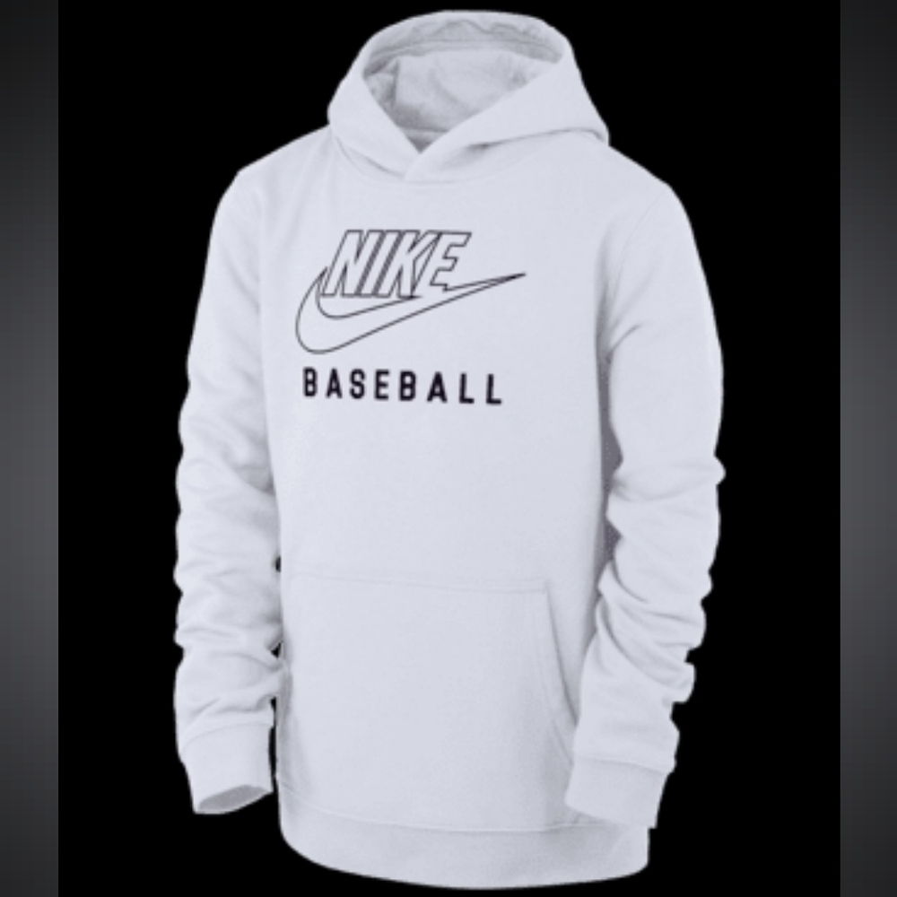 Nike White Mens Club Fleece PO Baseball  Hoodie Size M